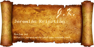 Jeremiás Krisztián névjegykártya
